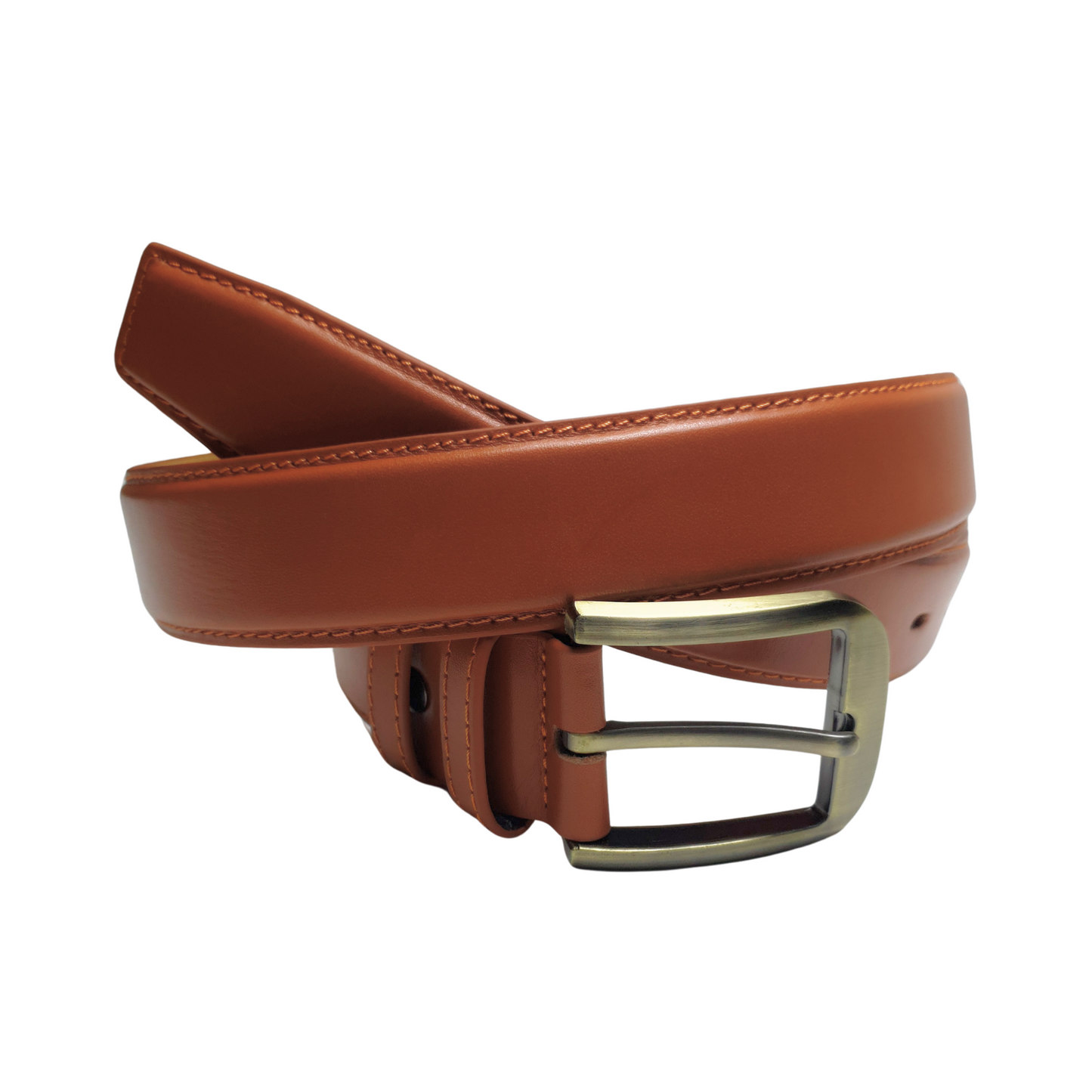 Men's Premium Waist Belt 100% Genuine Leather Camel Color One Size - Chromium & Itch Free