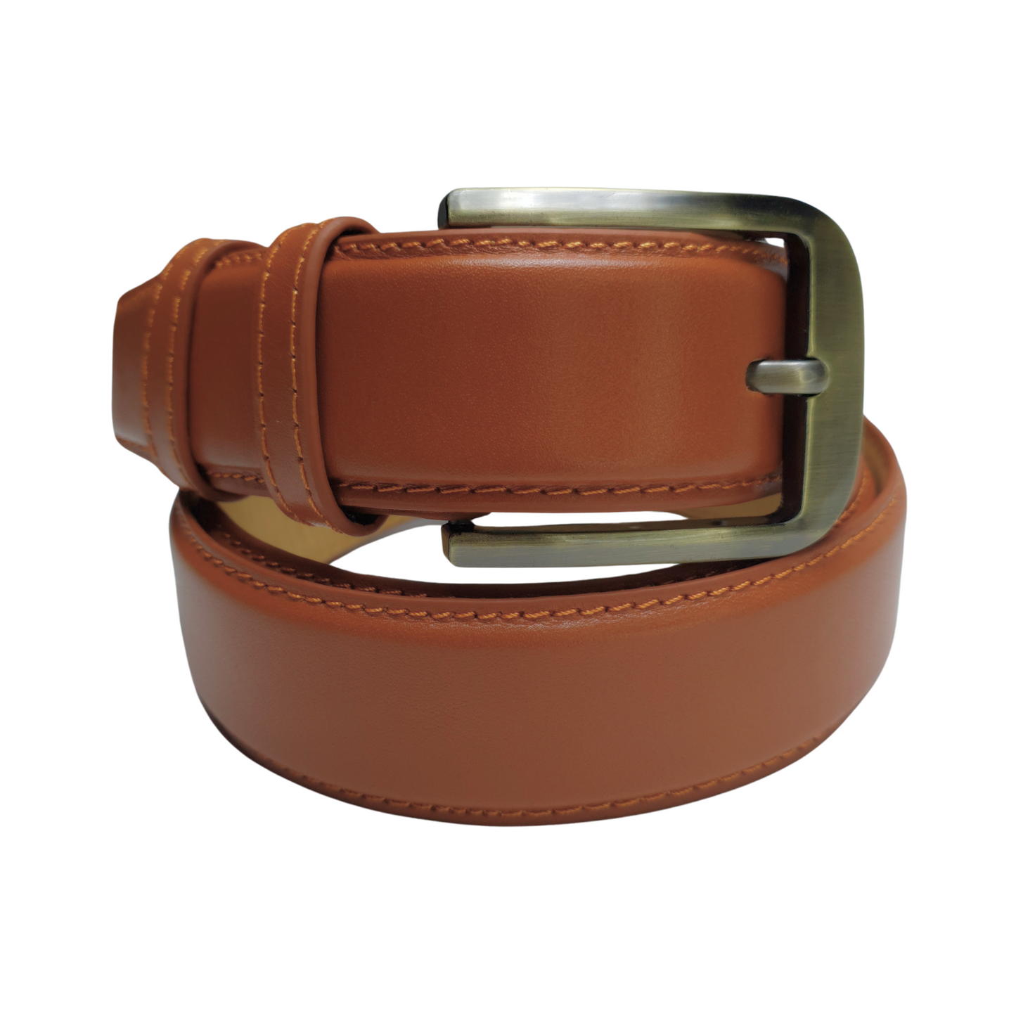 Men's Premium Waist Belt 100% Genuine Leather Camel Color One Size - Chromium & Itch Free