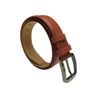 Men's Premium Waist Belt 100% Genuine Leather Camel Color One Size - Chromium & Itch Free