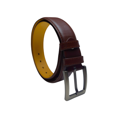 Men's Premium Waist Belt 100% Genuine Leather Chocolate Color One Size - Chromium & Itch Free