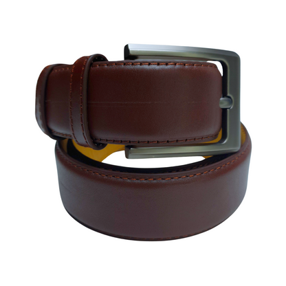 Men's Premium Waist Belt 100% Genuine Leather Chocolate Color One Size - Chromium & Itch Free