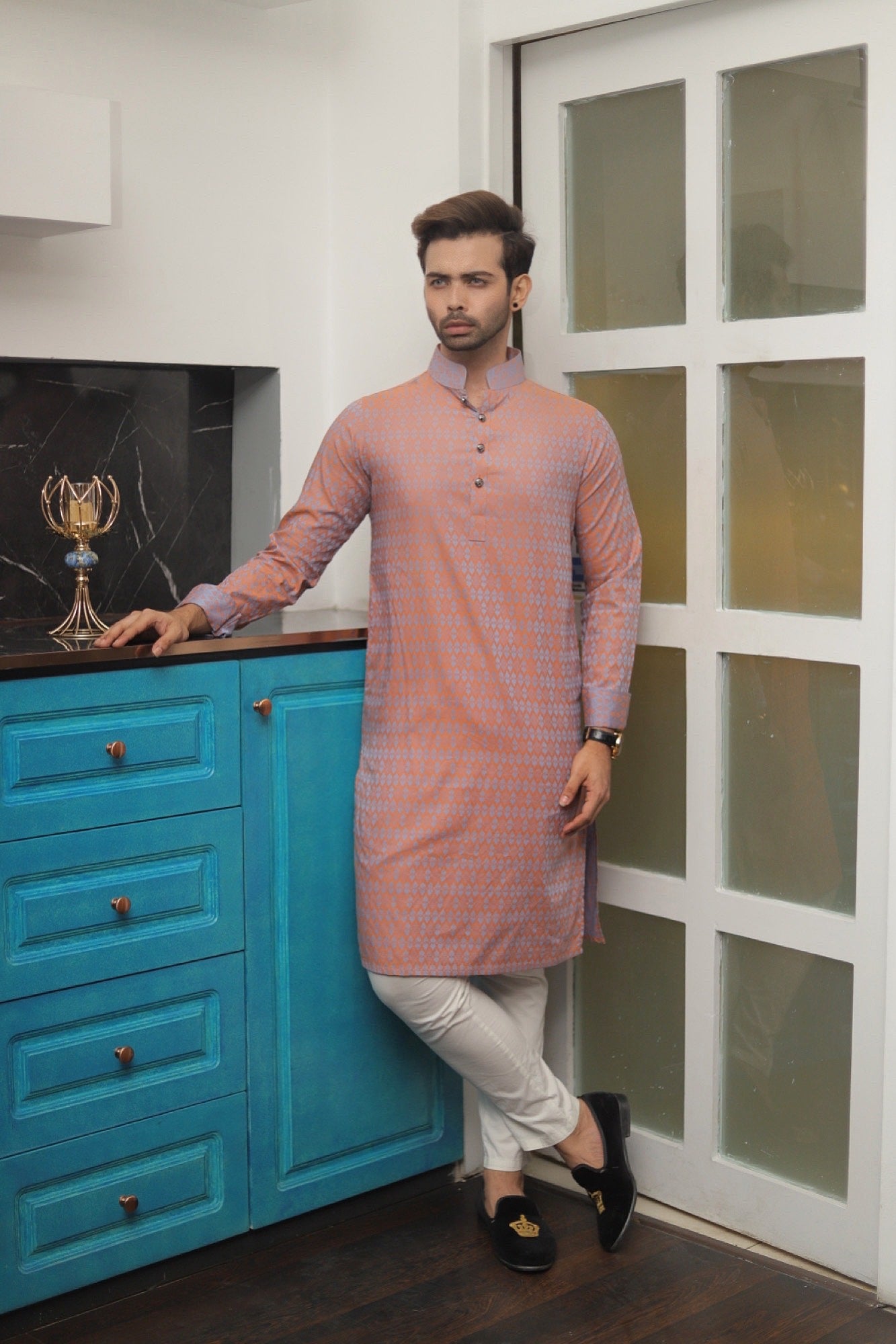 Experience best Desi Fashion with Premium Men's Panjabi. High Quality Delhi Cotton orange grey golden luxurious traditional Bangladeshi garment stylish style exclusive deshi punjabi long mens dress eid ramadan bangla bangali bengali hindi indian wedding shadi cultural cloth cheapest price in Sydney Melbourne Australia