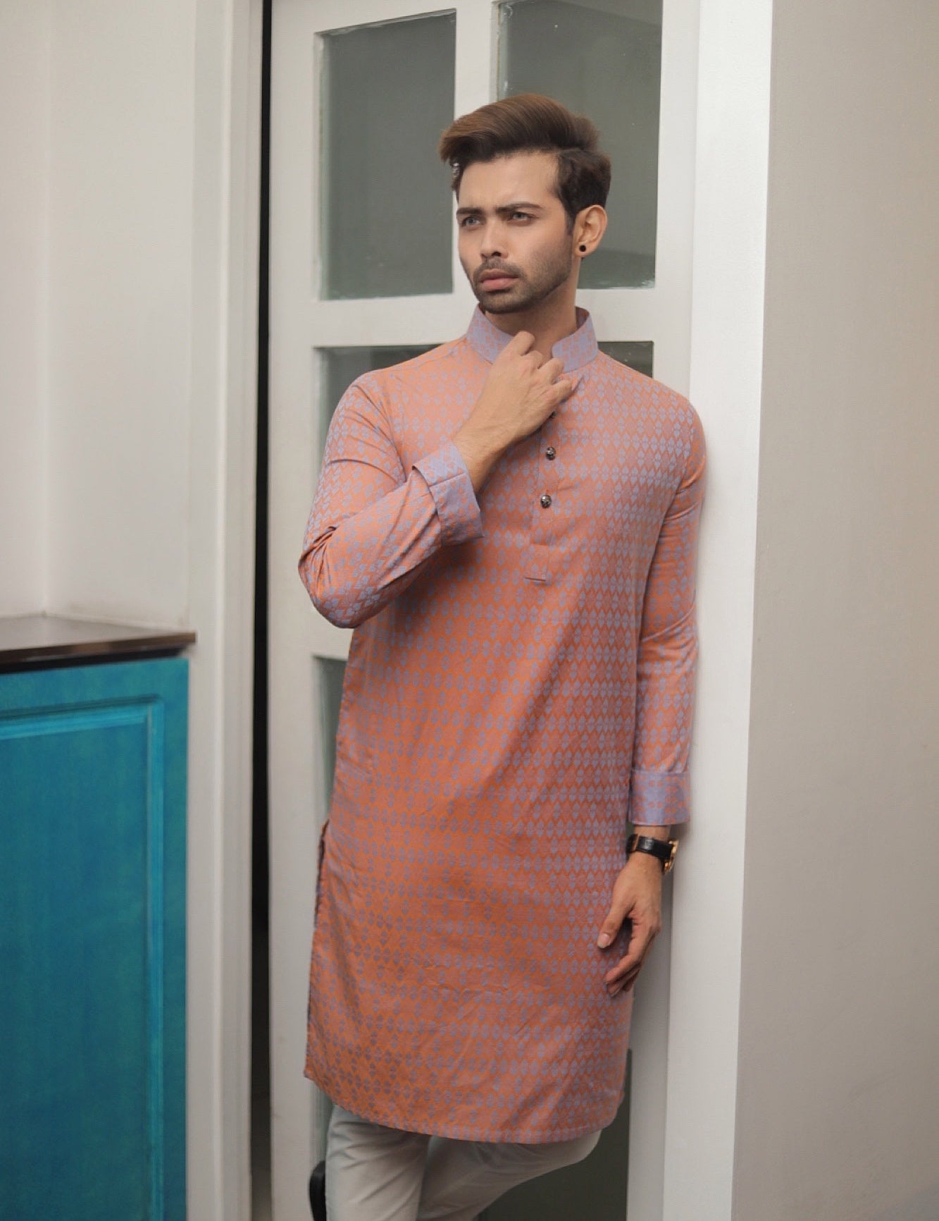 Experience best Desi Fashion with Premium Men's Panjabi. High Quality Delhi Cotton orange grey golden luxurious traditional Bangladeshi garment stylish style exclusive deshi punjabi long mens dress eid ramadan bangla bangali bengali hindi indian wedding shadi cultural cloth cheapest price in Sydney Melbourne Australia